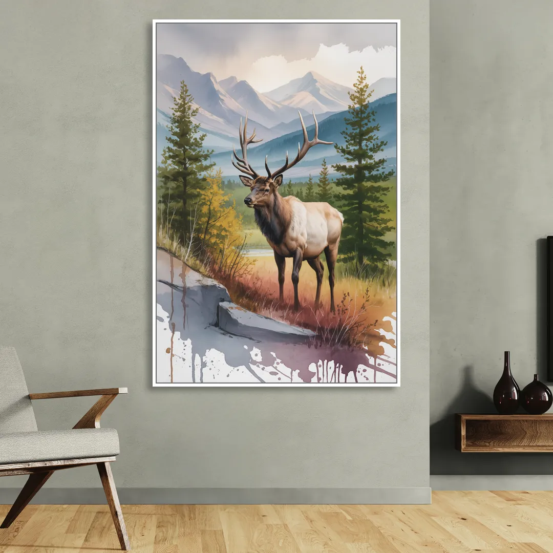 Wildlife of Jasper Living Room - White Canvas Wall Art