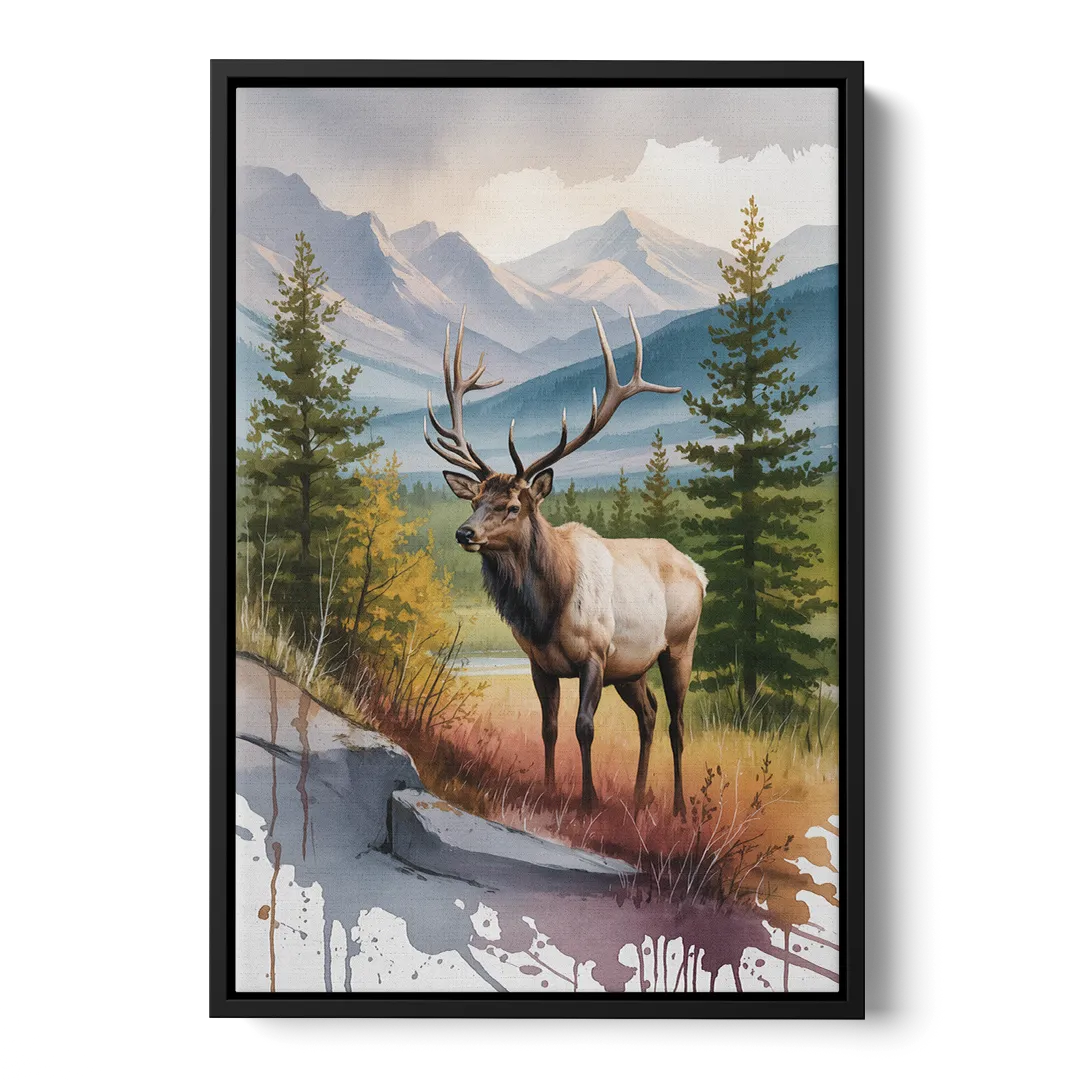 Wildlife of Jasper Front - Black Canvas Wall Art