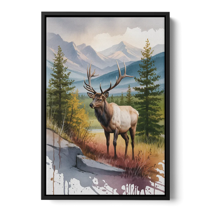 Wildlife of Jasper Front - Black Canvas Wall Art