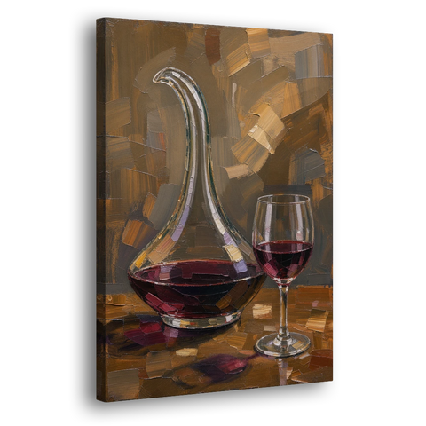 Wine Art Prints Swan Neck Decanter and Glass - Canvas Wall Art - Side