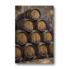 Wine Barrel Painting Pyramid of Oak Casks - Canvas Wall Art - Front