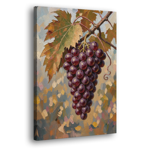 Wine Canvas Art of Ripe Grapes on the Vine - Canvas Wall Art - Side