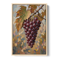 Wine Canvas Art of Ripe Grapes on the Vine - Oak Framed Canvas Wall Art - Front