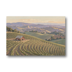 Wine Country Decor with Red Barn on Sonoma Hills - Canvas Wall Art - Front