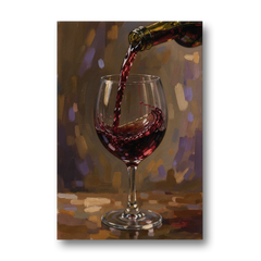 Wine Glass Wall Art with a Swirling Red Pour - Canvas Wall Art - Front