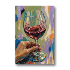 Wine Painting of a Swirling Red Glass - Canvas Wall Art - Front