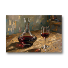 Wine Wall Decor with a Glowing Decanter - Canvas Wall Art - Front