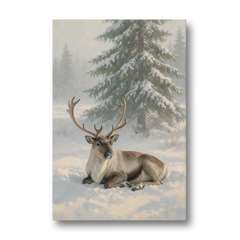 Winter Reindeer Resting Under the Spruce for the Living Room - Canvas Wall Art - Front