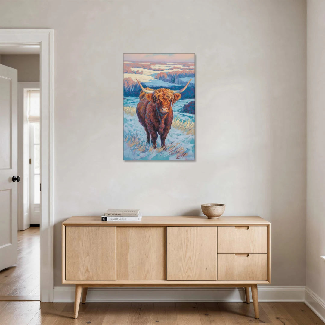 Winter Wonderland Highland Cow - Canvas Wall Art - Coffee Table - 24x36