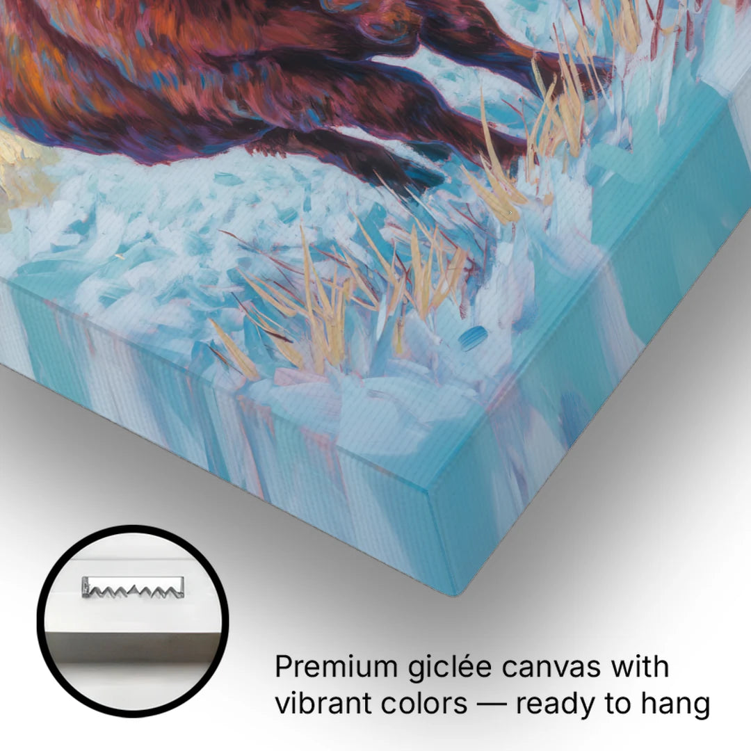 Winter Wonderland Highland Cow - Canvas Wall Art - Gallery Wrap Corner