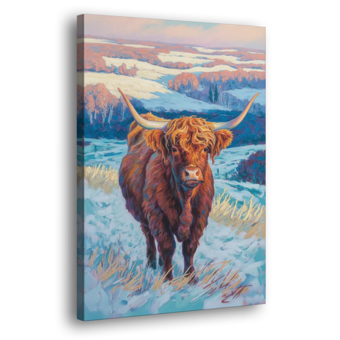 Winter Wonderland Highland Cow - Canvas Wall Art - Side