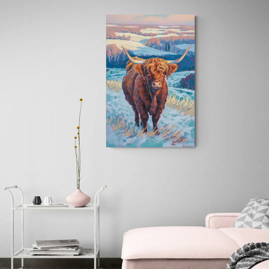 Winter Wonderland Highland Cow - Canvas Wall Art Living Room