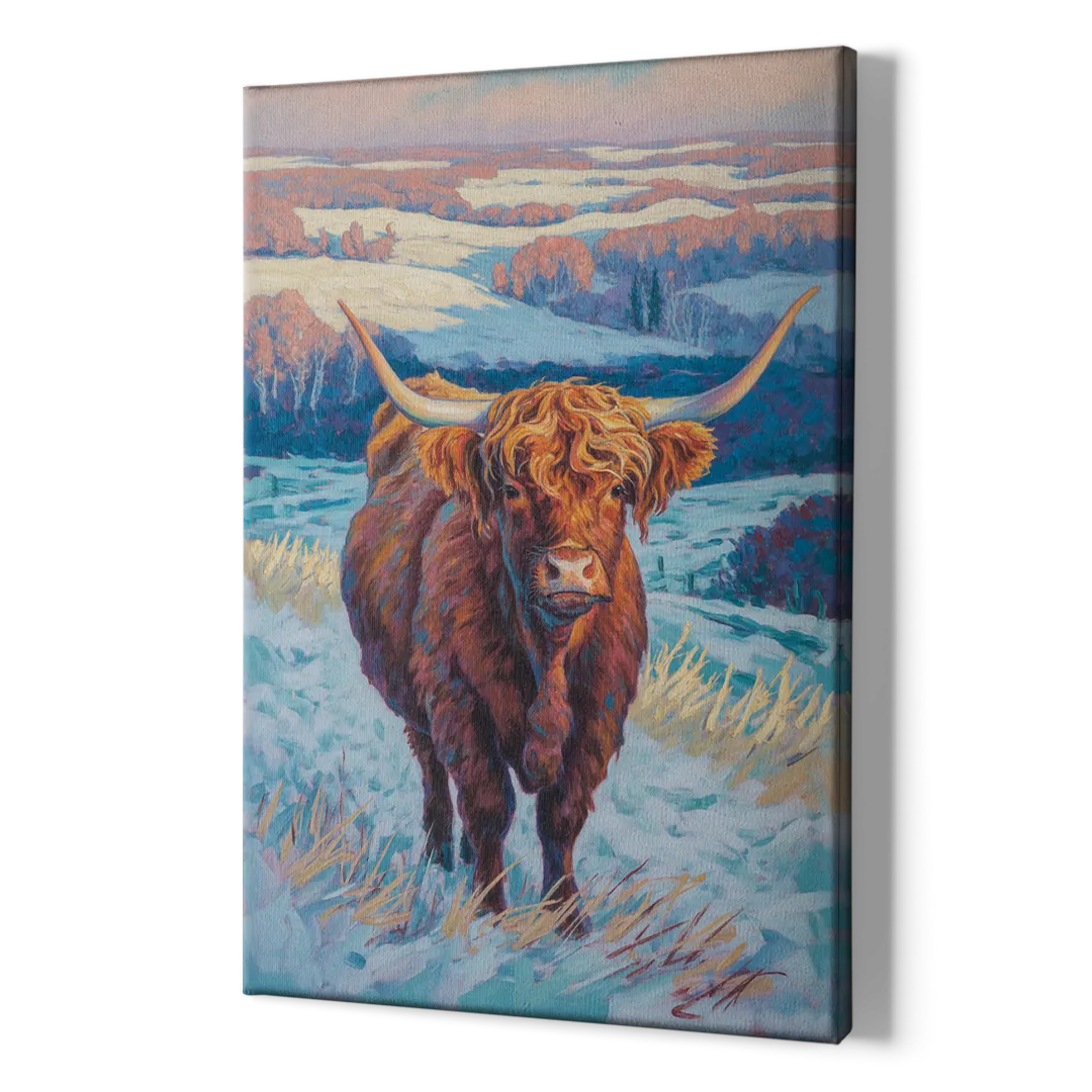Winter Wonderland Highland Cow - Canvas Print Art Sides
