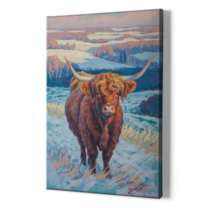 Winter Wonderland Highland Cow - Canvas Print Art Sides