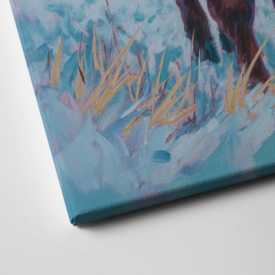 Winter Wonderland Highland Cow Canvas Close Up