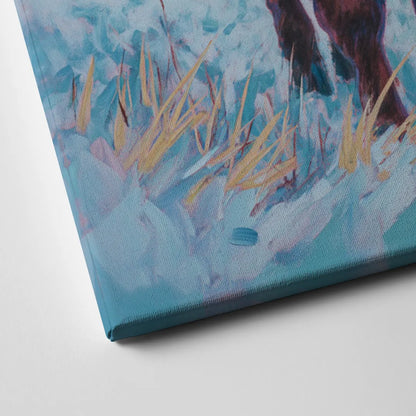 Winter Wonderland Highland Cow Canvas Close Up