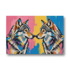 Wolf Art Prints Nose to Nose Greeting - Canvas Wall Art - Front