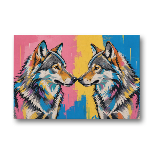 Wolf Art Prints Nose to Nose Greeting - Canvas Wall Art - Front