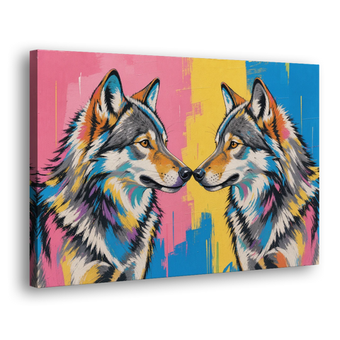 Wolf Art Prints Nose to Nose Greeting - Canvas Wall Art