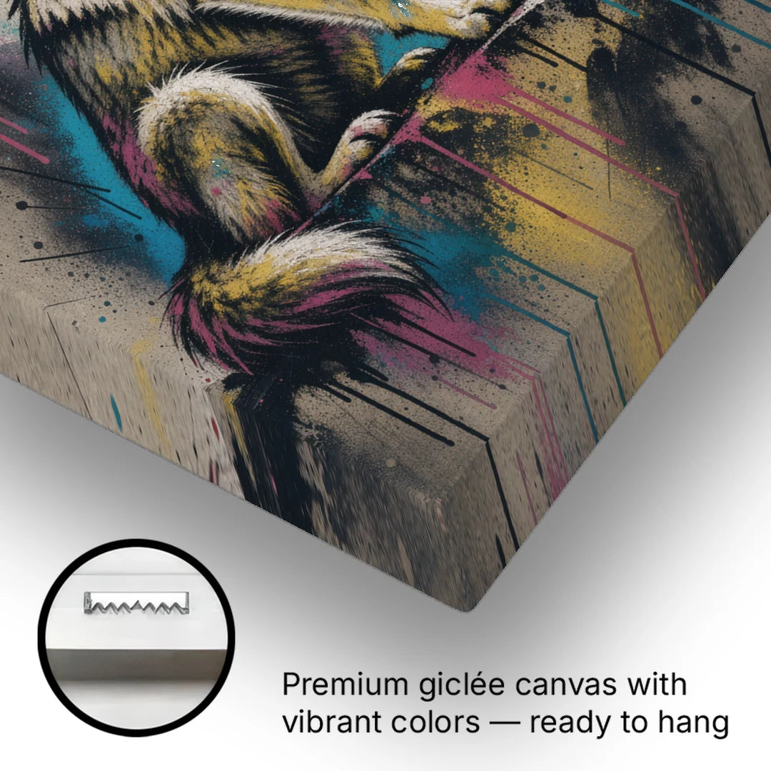 Wolf Howling at the Moon - Canvas Wall Art - Gallery Wrap Corner