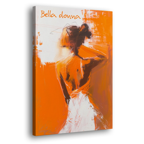 Woman Painting in Bold Orange Strokes - Canvas Wall Art - Side