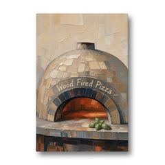 Wood Fired Pizza Oven with Glowing Brick Arch - Canvas Wall Art - Front
