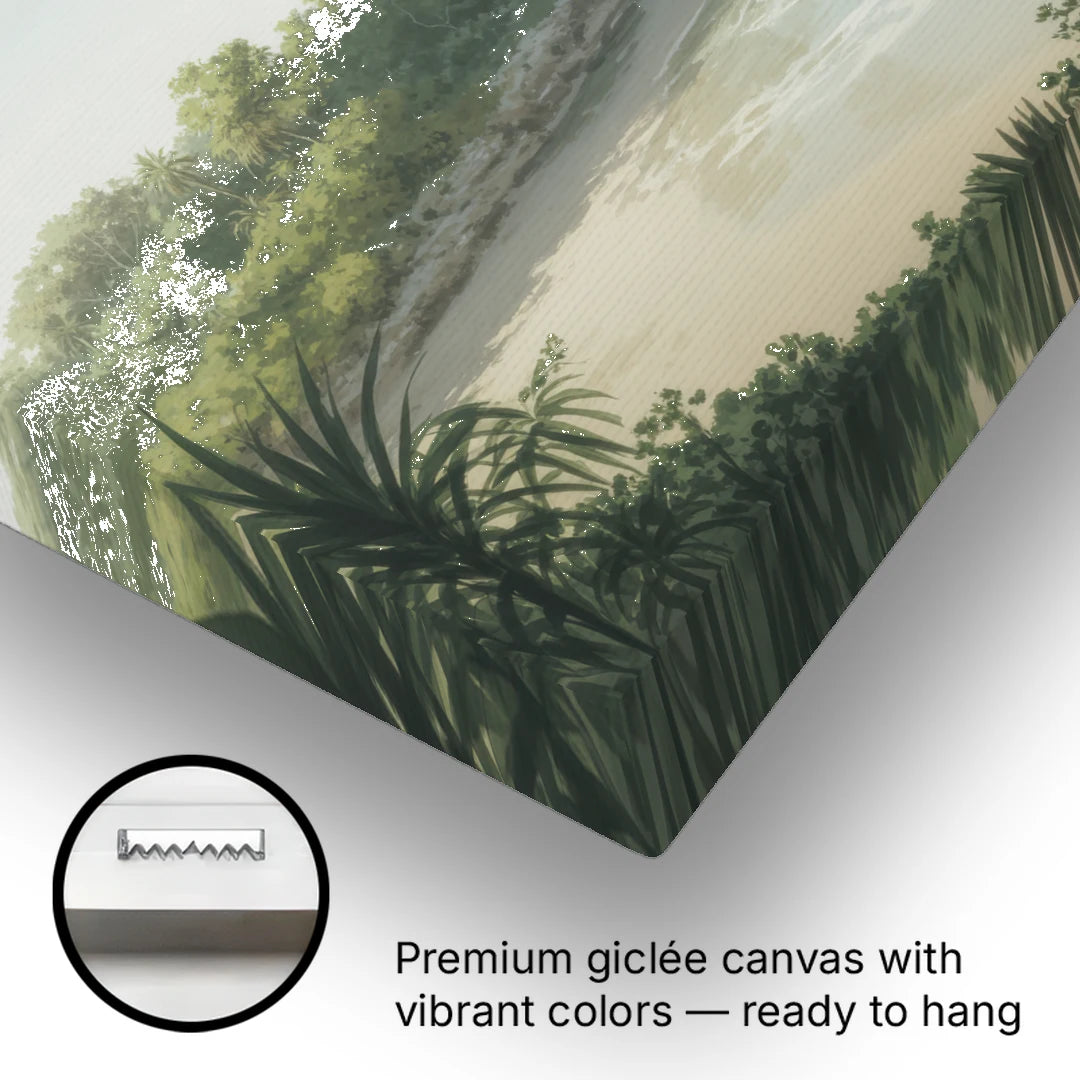 Xcaret Shoreline - Canvas Wall Art - Gallery Wrap Corner