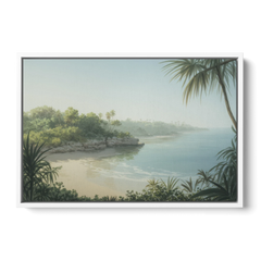 Xcaret Shoreline - White Framed Canvas Wall Art - Front
