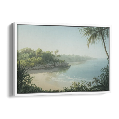 Xcaret Shoreline Side - White Canvas Wall Art
