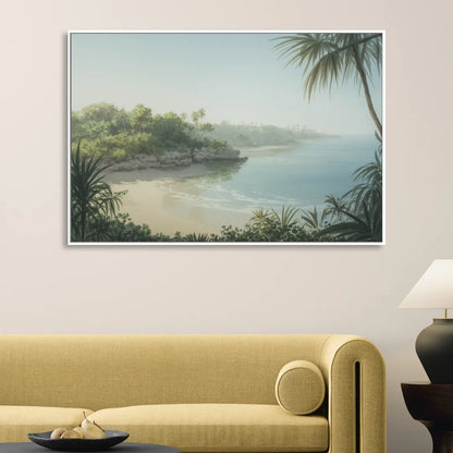 Xcaret Shoreline Living Room - White Canvas Wall Art