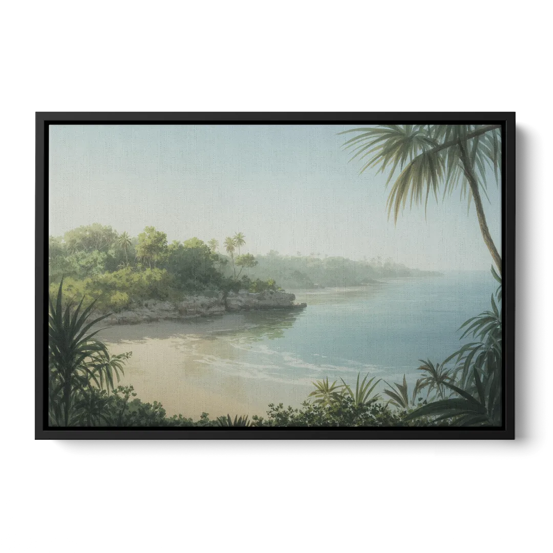Xcaret Shoreline Front - Black Canvas Wall Art