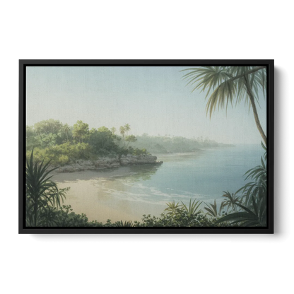 Xcaret Shoreline Front - Black Canvas Wall Art