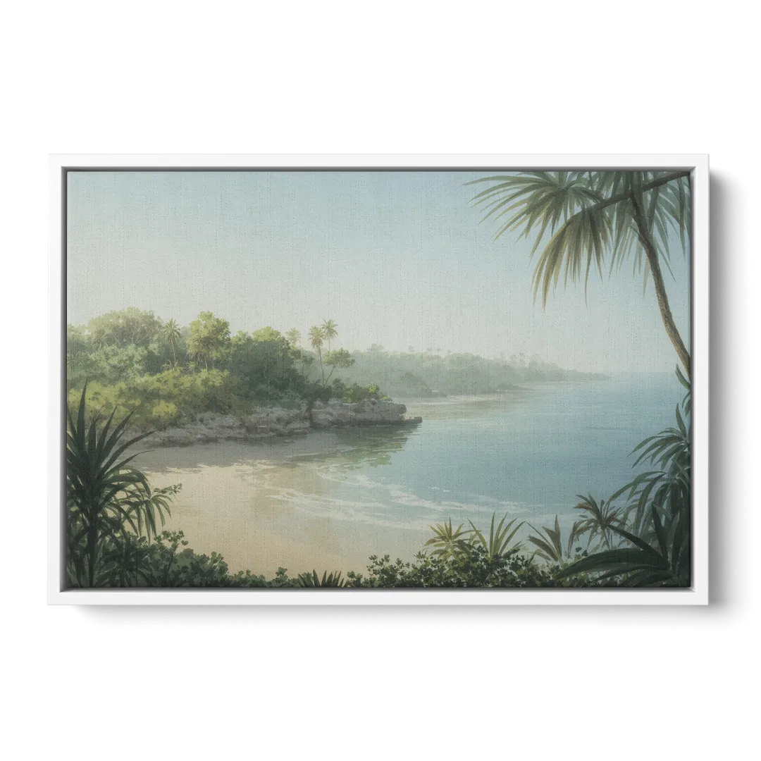 Xcaret Shoreline Front - White Canvas Wall Art