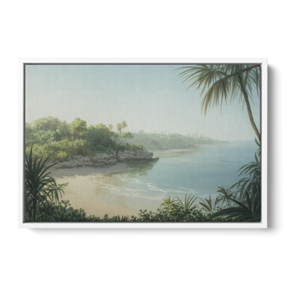 Xcaret Shoreline Front - White Canvas Wall Art