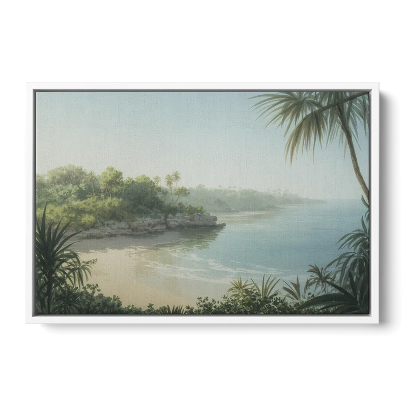 Xcaret Shoreline Front - White Canvas Wall Art