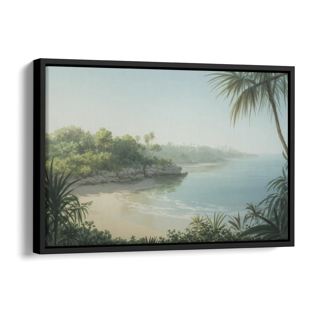 Xcaret Shoreline Side - Black Canvas Wall Art