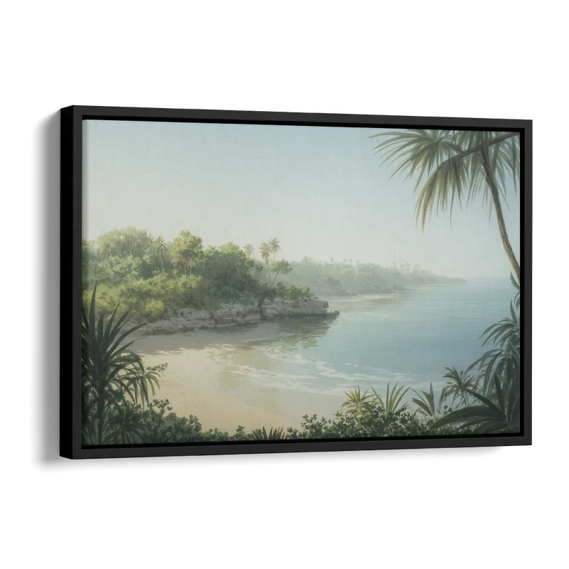 Xcaret Shoreline Side - Black Canvas Wall Art