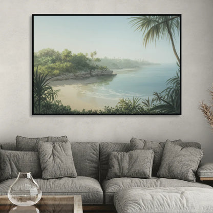 Xcaret Shoreline Living Room - Black Canvas Wall Art