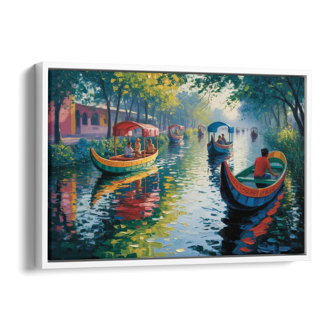 Xochimilco Canals Side - White Canvas Wall Art