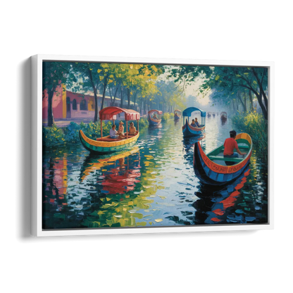 Xochimilco Canals Side - White Canvas Wall Art