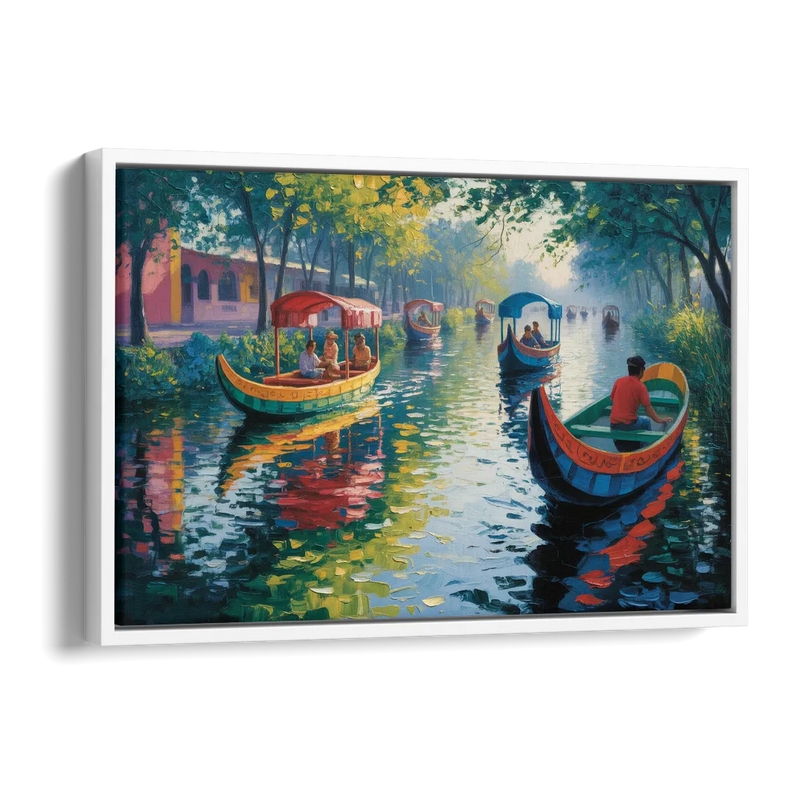 Xochimilco Canals Side - White Canvas Wall Art