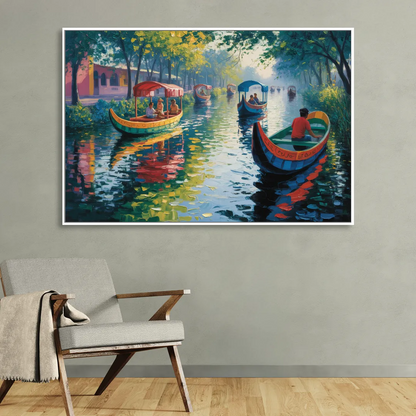 Xochimilco Canals Living Room - White Canvas Wall Art