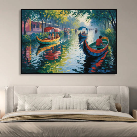 Xochimilco Canals Living Room - Black Canvas Wall Art