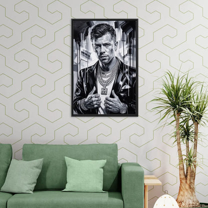 Yellow Dust 2.0 - Living Room Black Frame Canvas