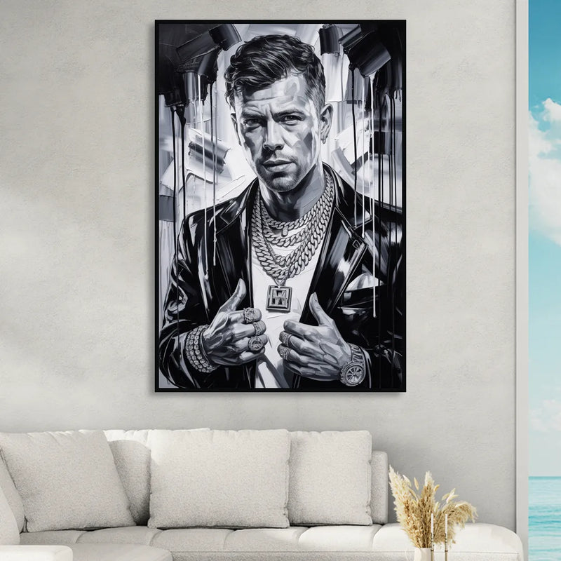 Yellow Dust 2.0 Sitting Room - Black Canvas Wall Art