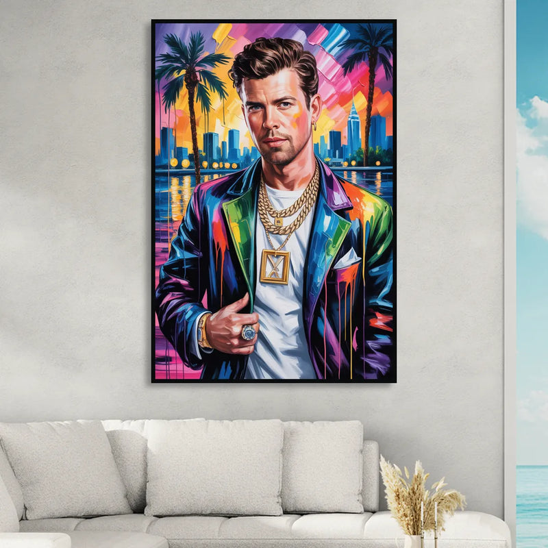 Yellow Dust Living Room - Black Canvas Wall Art