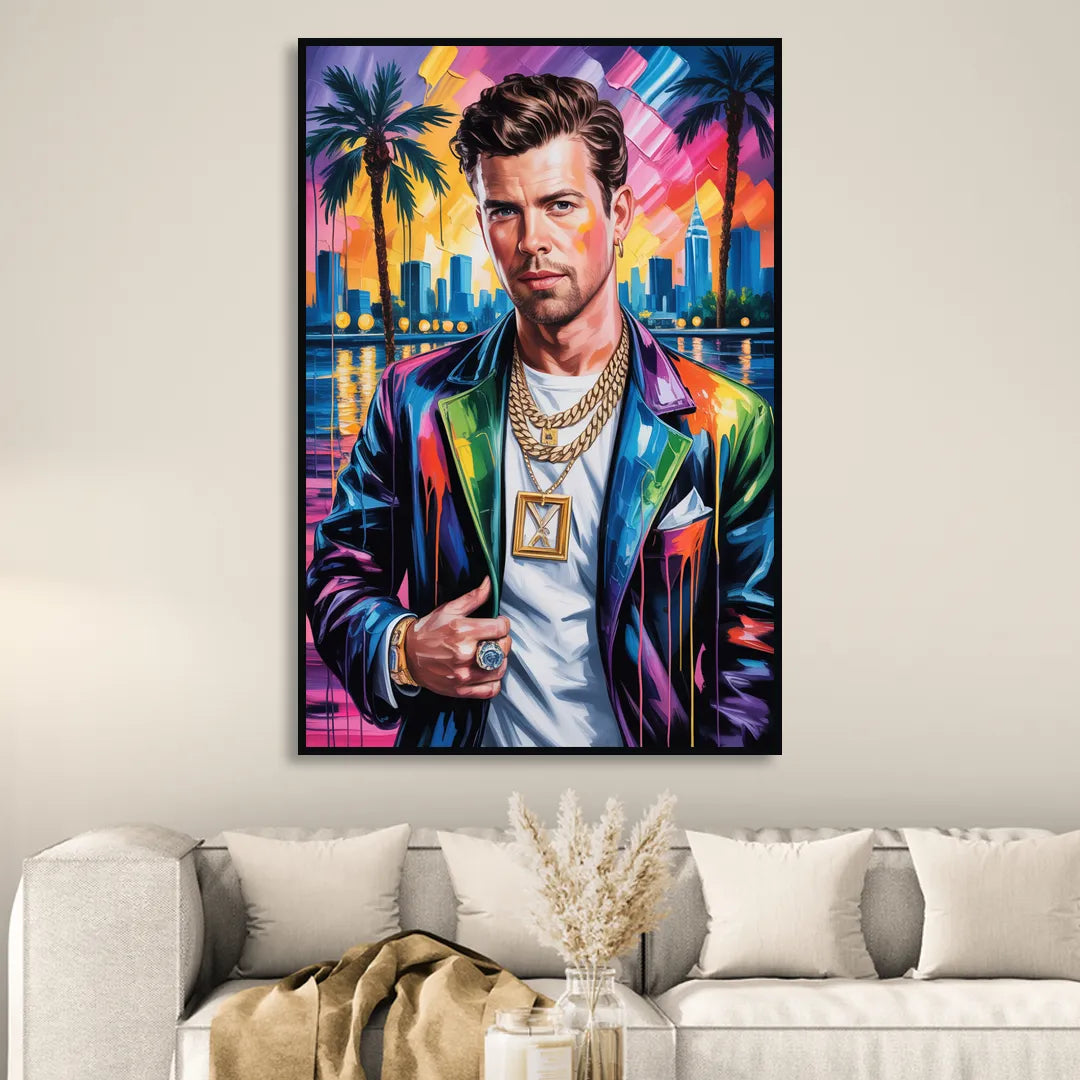 Yellow Dust Sitting Room - Black Canvas Wall Art