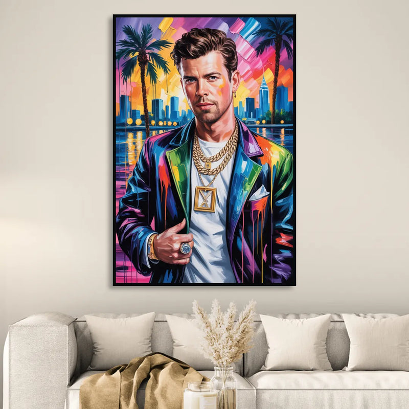 Yellow Dust Sitting Room - Black Canvas Wall Art