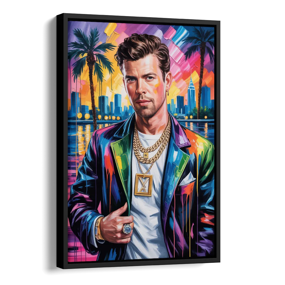 Yellow Dust Side - Black Canvas Wall Art