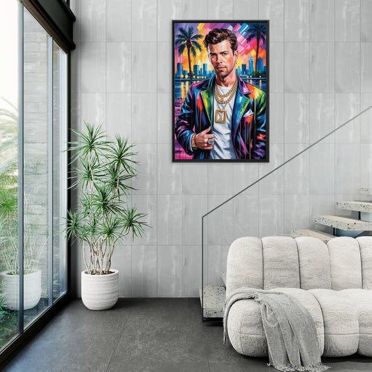 Yellow Dust - Living Room Black Frame Canvas